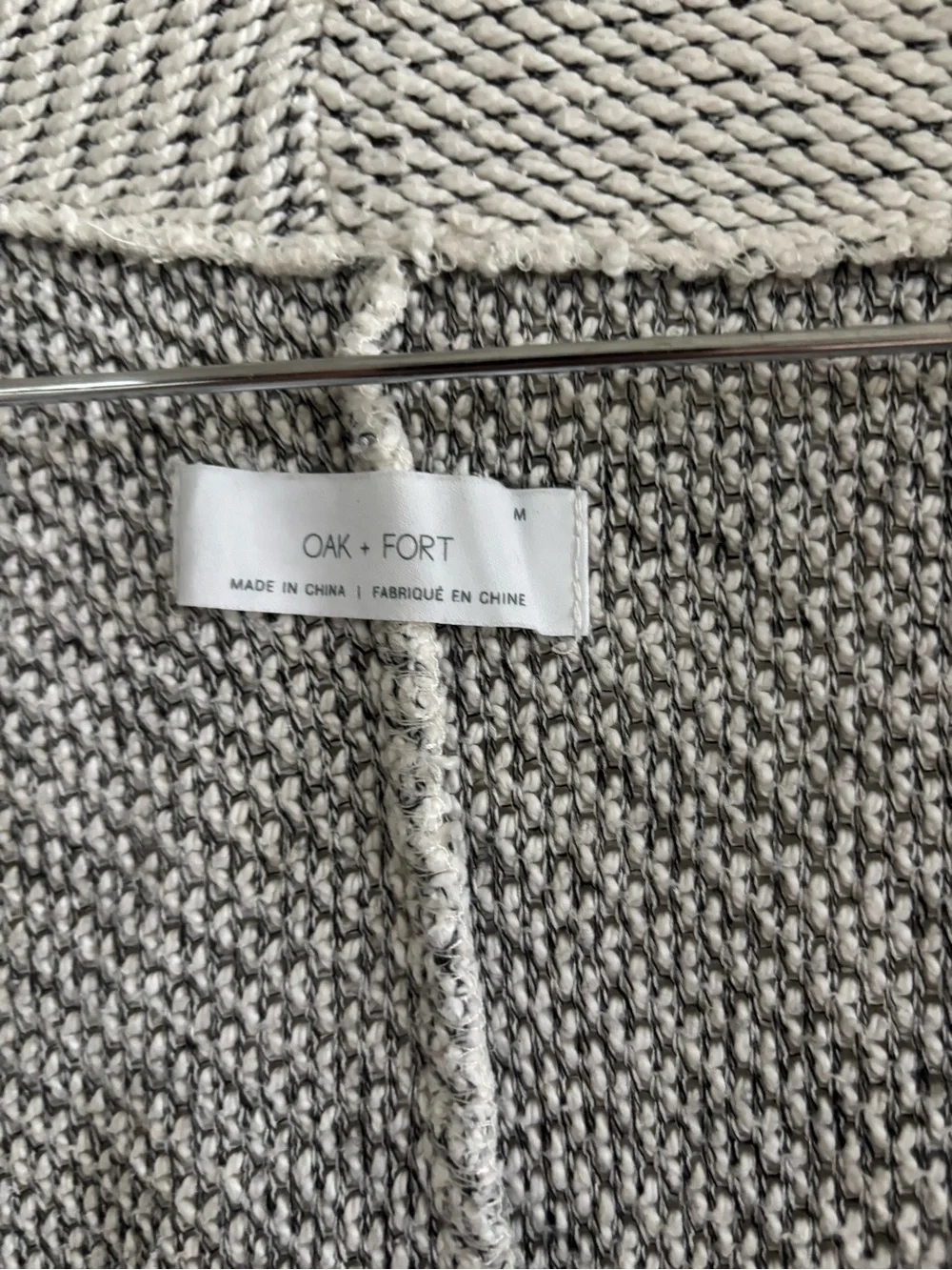 OAK + FORT Textured Open-Front Cardigan Light Gray - Picture 9 of 16